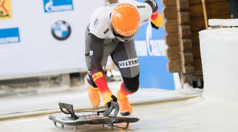 Alexander Gassner am Start zum Skelleton Weltcup 2019 in Lake Placid