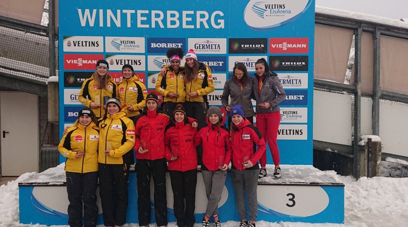 Siegerehrung der Frauen beim Bob EC Winterberg 2019