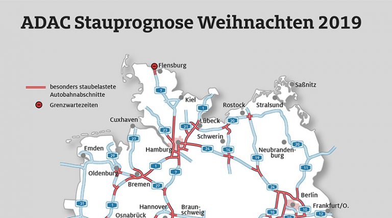 Die Stausituation in den Weihnachtsferien Bild: "obs/ADAC/ADAC e.V."