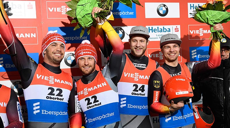Siegerehrung beim Rennrodel Weltcup in Oberhof