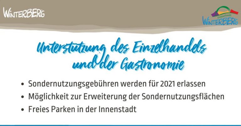 Unterstützung von Einzelhandel und Gastronomie